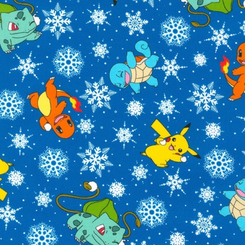 Pokemon Pikachu's Christmas Snowflake Fabric