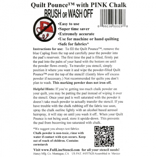 Ultimate Pounce Powder Pad for Quilt Stencils - Pink