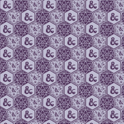 Purple Assorted Dice - Dungeons & Dragons Fabric
