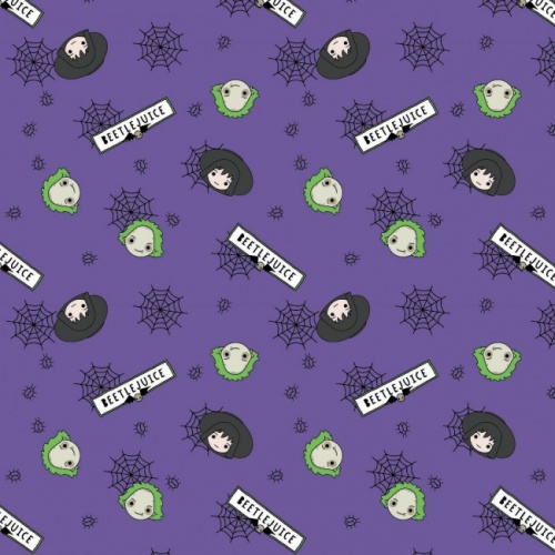 Purple Creepy Cute Toss Beetlejuice Halloween Fabric