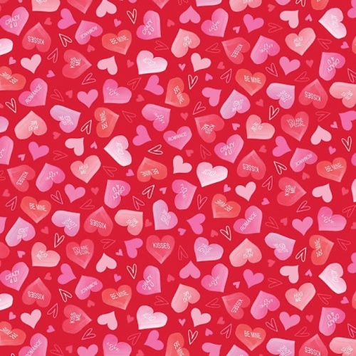 Red Candy Hearts Fabric
