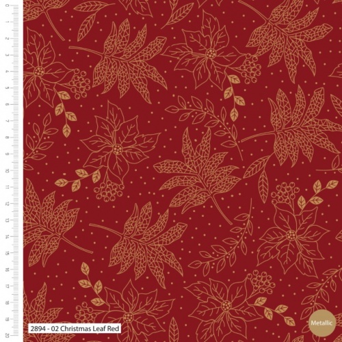 Classic Poinsettia - Red Leaf Christmas Fabric