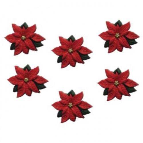 Red Poinsettias Christmas Buttons