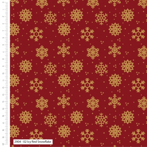 Holly Metallic - Red Snowflake Christmas Fabric