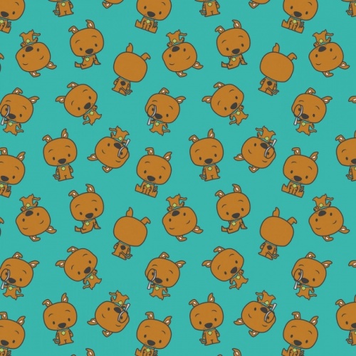 Teal Chibi Scooby Doo Scooby Fabric