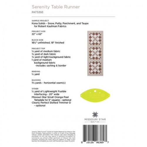 Missouri Star - Serenity - Table Runner Pattern