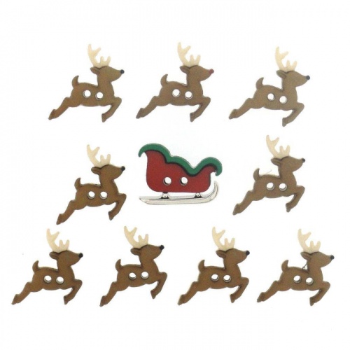 Sew Cute Sleigh Reindeer Christmas Buttons