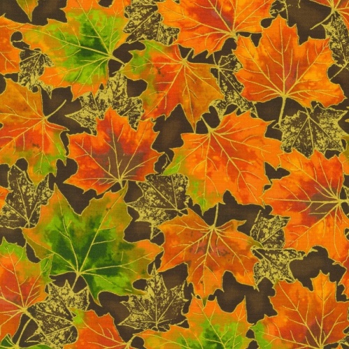 Shades Of The Season Fabric - Brown Leaves