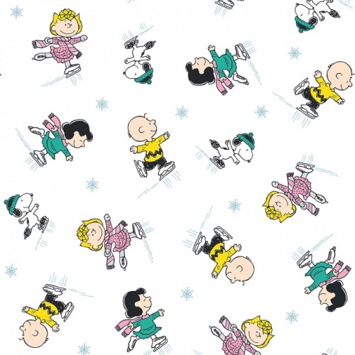 Peanuts Snoopy Christmas Skating Fabric