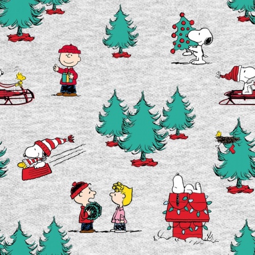 Peanuts Snoopy Christmas Snow Fabric