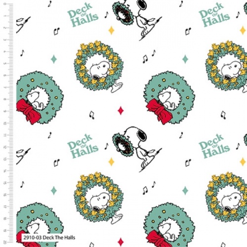 Snoopy Christmas Deck The Halls Fabric