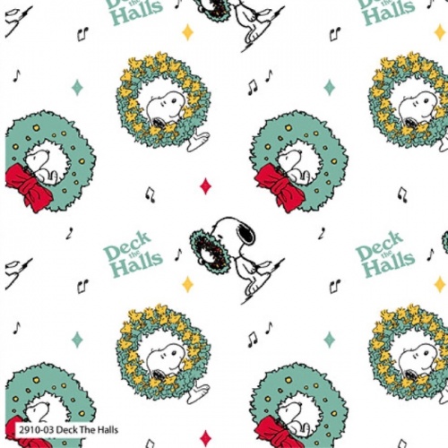 Snoopy Christmas Deck The Halls Fabric