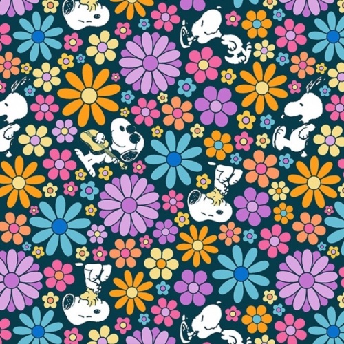 Snoopy Groovin Fabric - Flower Power