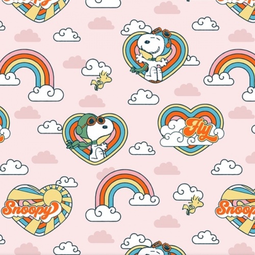 Snoopy Groovin Fabric - Flying
