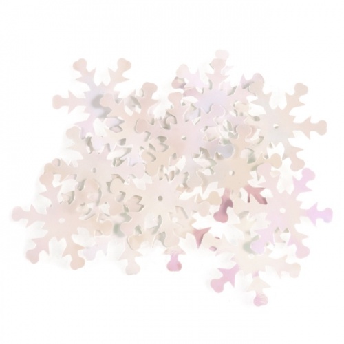 Sequins Snowflakes 24mm White Shinny