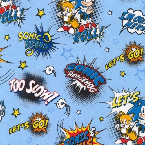 FB Sega Sonic the Hedgehog Quotes Fabric
