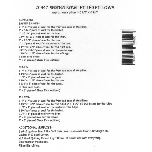 Spring Bowl Filler Pillows Pattern