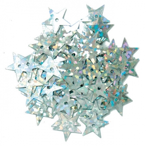 Sequins Stars 10mm Silver Holographic