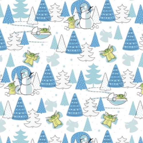 FB Star Wars Child Yoda Snow Day Christmas Fabric