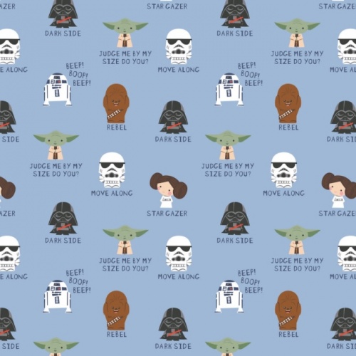 FLANNEL - Star Wars Light Blue Characters - Grey