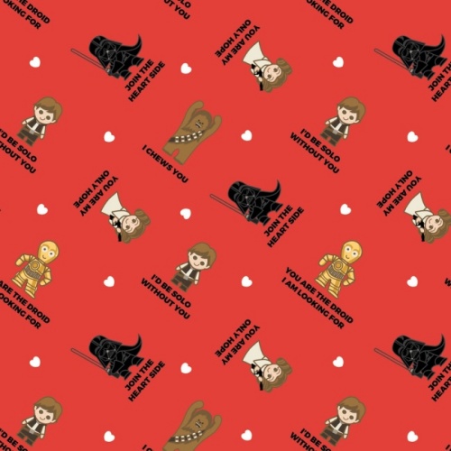 Star Wars Valentines Character Fabric - Red