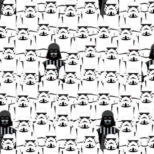 Star Wars Darth Vader and Storm Troopers Black and White Fabric