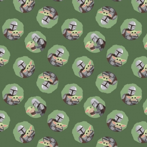 Star Wars Mandalorian and Baby Yoda Fabric - Green