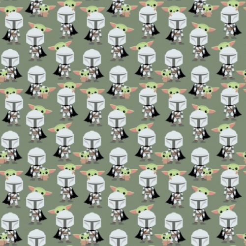 Star Wars Mandalorian Hello Friend Baby Yoda Fabric - Green