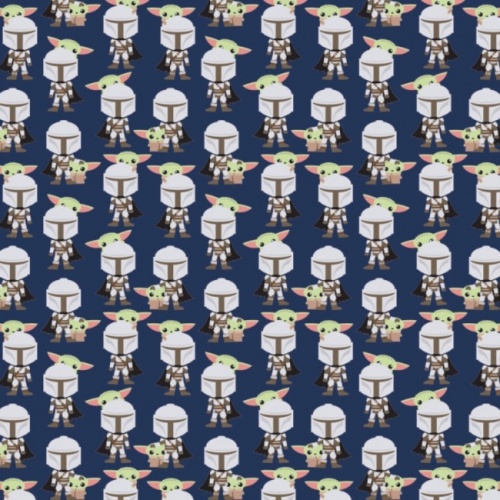 FB Star Wars Mandalorian Hello Friend Baby Yoda Fabric - Navy