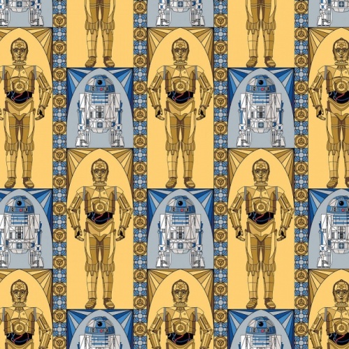 Star Wars Stained Glass Droids Fabric