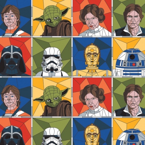 Star Wars Stained Glass Portraits Fabric