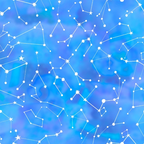 Starlight Glitter Blue Star Constellation Fabric