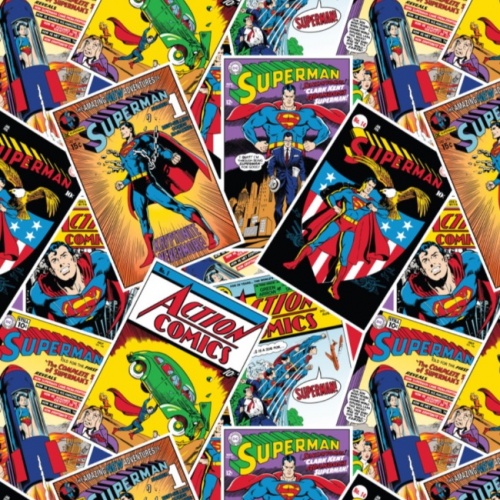 Superman Comic Stack Toss Fabric