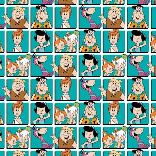The Flintstones Portrait Blocks Fabric