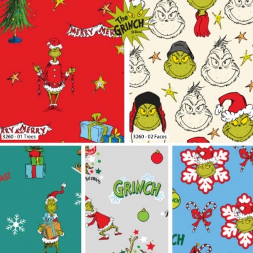 Bright & Bold - The Grinch Christmas Fat Quarters x 5