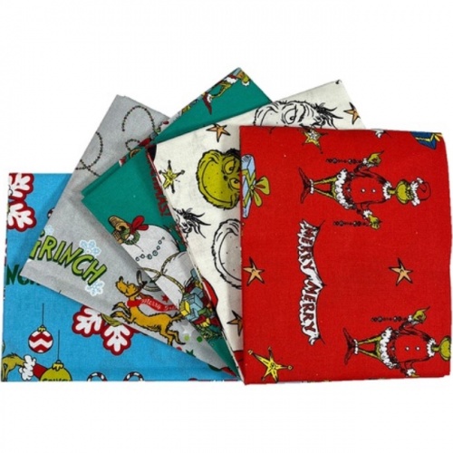 Bright & Bold - The Grinch Christmas Fat Quarters x 5