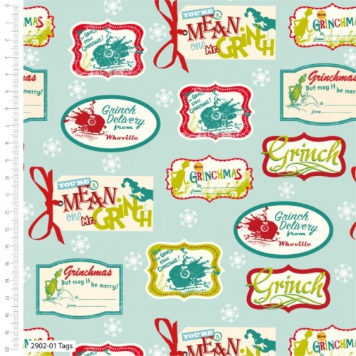 The Grinch Christmas Tags Fabric