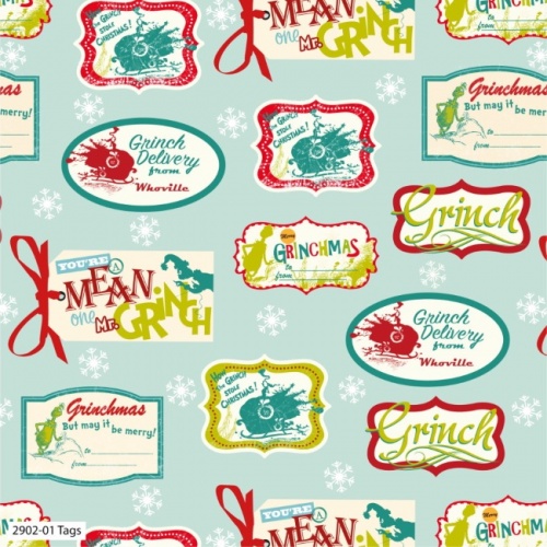 The Grinch Christmas Tags Fabric