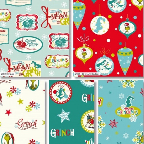 The Grinch Christmas Fat Quarters x 5