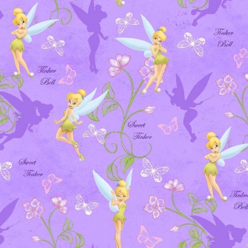 Disney Tinkerbell Flower Silhouettes Fabric
