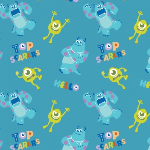 Blue Disney Monsters Inc Fabric - Top Scarers