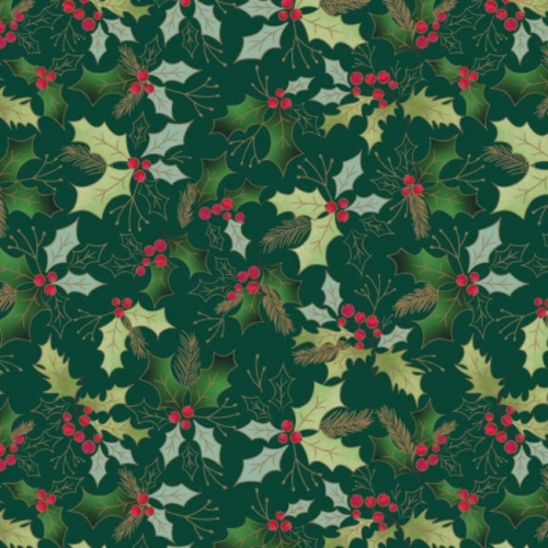 Traditional Holly - Green - Christmas Fabric