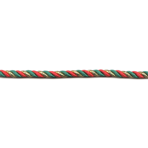 Gold /Red / Green Twisted Cord 3mm