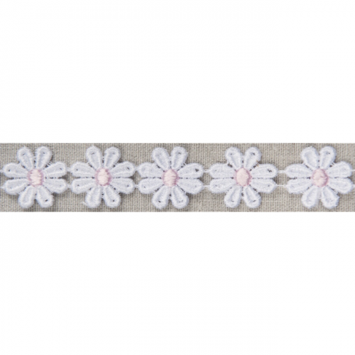 White and Pink Daisy Guipure Trim