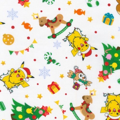 Pokemon Pikachu's Christmas White Character Fabric