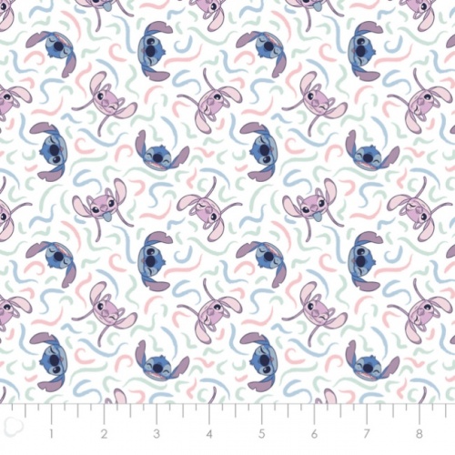 White Stitch Go With The Flow - Lilo and Stitch Fabric