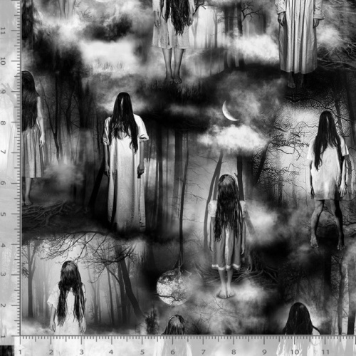 Wicked Creepy Ghost Girls Into The Woods Fabric
