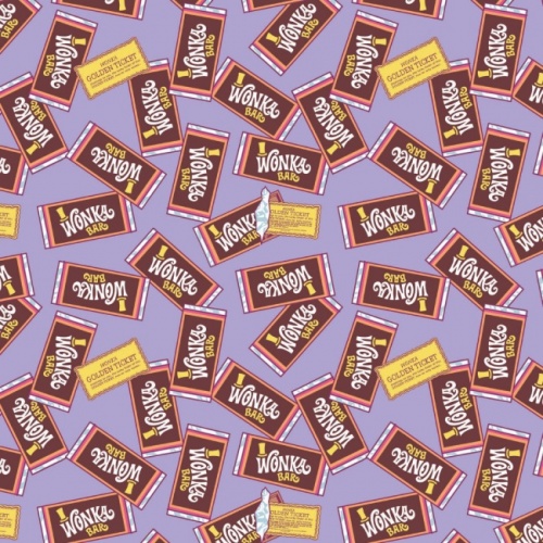 Willy Wonka Fabric - Purple Wonka Bars