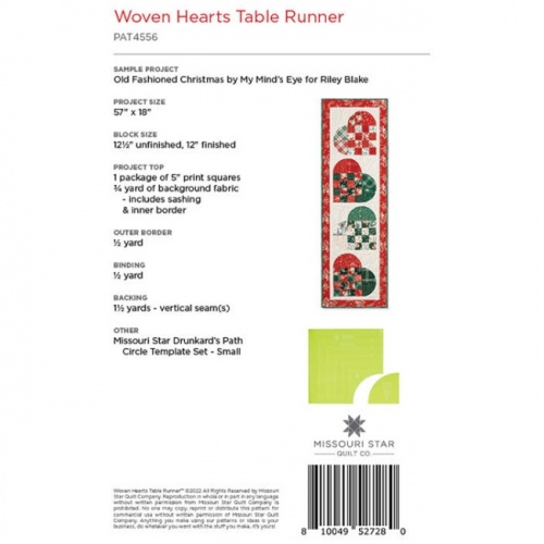 Missouri Star - Woven Hearts - Table Runner Pattern