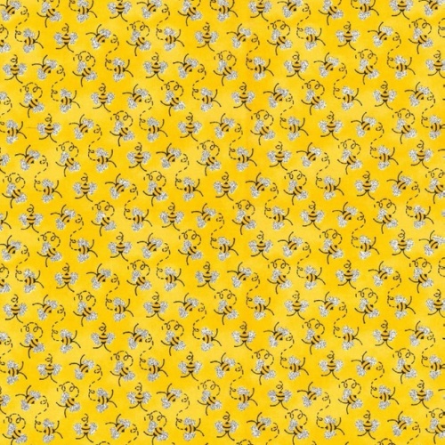 Yellow Glitter Bees Fabric
